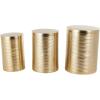 image:imageDeco 79 Metal Side End Accent Table Metallic Ribbed Drum End Table Set of 3 Side Table 24 22 20 H Gold