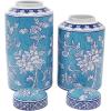 image:imageDeco 79 Ceramic Living Room Decorative Jars Decorative Container with White Floral Patterns Set of 2 Jar with Lid 12 14 H Blue