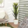 image:imageDeco 79 Faux Foliage Dracaena Artificial Plant with Realistic Leaves and Beige Ceramic Pot 20 x 20 x 42 Green