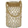 image:imageDeco 79 Glass Decorative Candle Lantern with Rope Handle 7 x 8 x 12 Clear