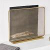 image:imageDeco 79 Metal Geometric 1 Panel Fireplace Screen with Rounded Edges and Rectangular Base 38 x 5 x 29 Gold