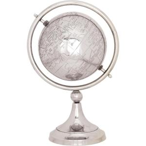 image:imageDeco 79 Aluminum Metal Globe 8 x 7 x 13 Silver
