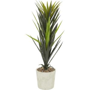 image:imageDeco 79 Faux Foliage Dracaena Artificial Plant with Realistic Leaves and Beige Ceramic Pot 20 x 20 x 42 Green