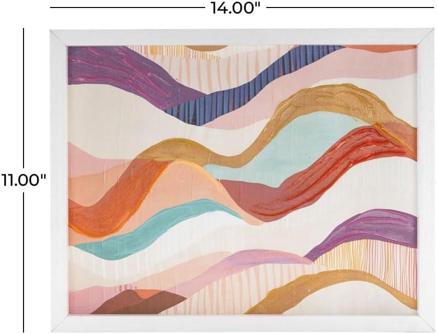 image:imageDeco 79 Canvas Abstract Decorative Framed Wall Art Wavy Canvas Wall Art with White Frame Art 11 x 1 x 14 Multi Colored