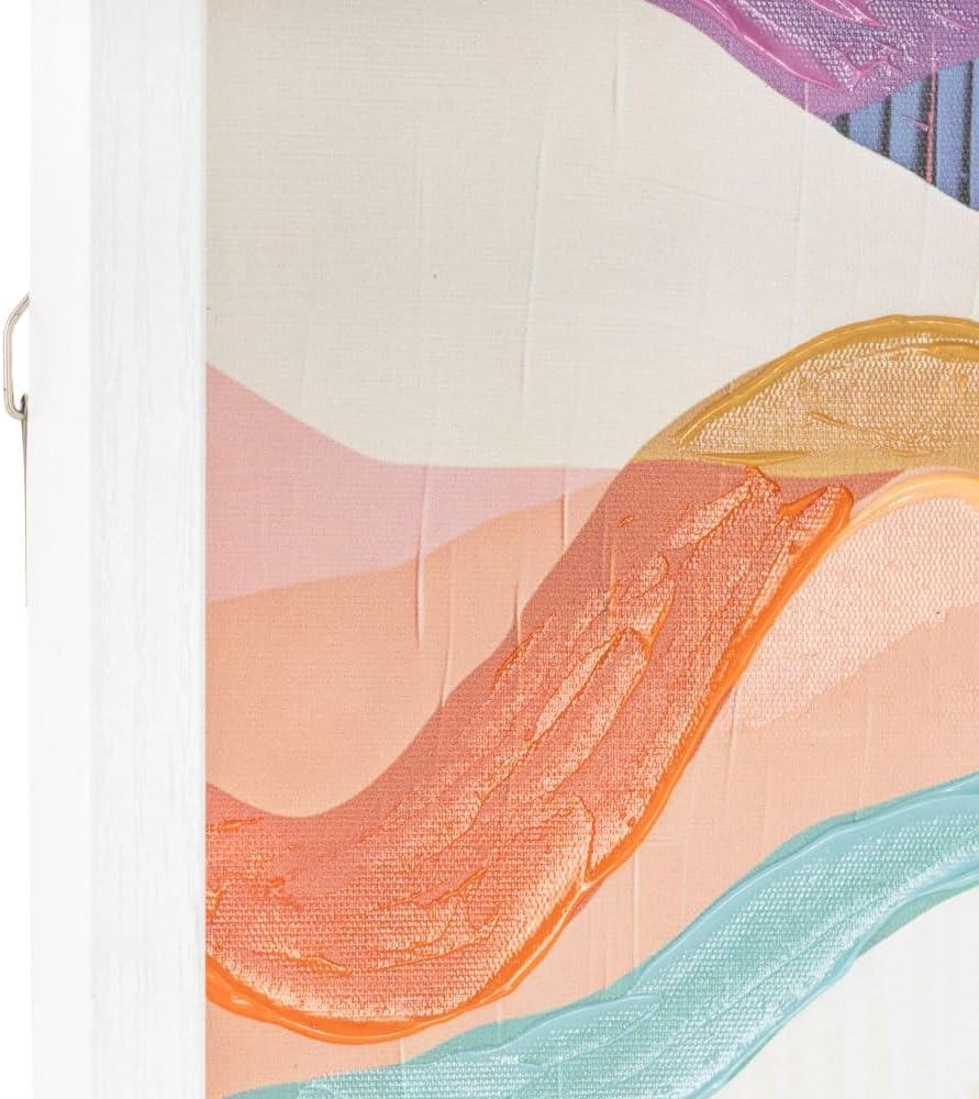 image:imageDeco 79 Canvas Abstract Decorative Framed Wall Art Wavy Canvas Wall Art with White Frame Art 11 x 1 x 14 Multi Colored