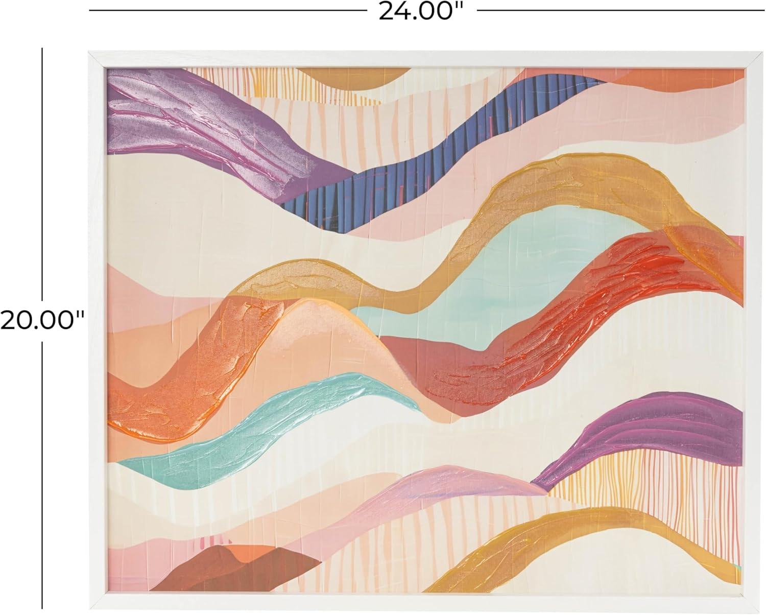 image:imageDeco 79 Canvas Abstract Decorative Framed Wall Art Wavy Canvas Wall Art with White Frame Art 20 x 1 x 24 Multi Colored