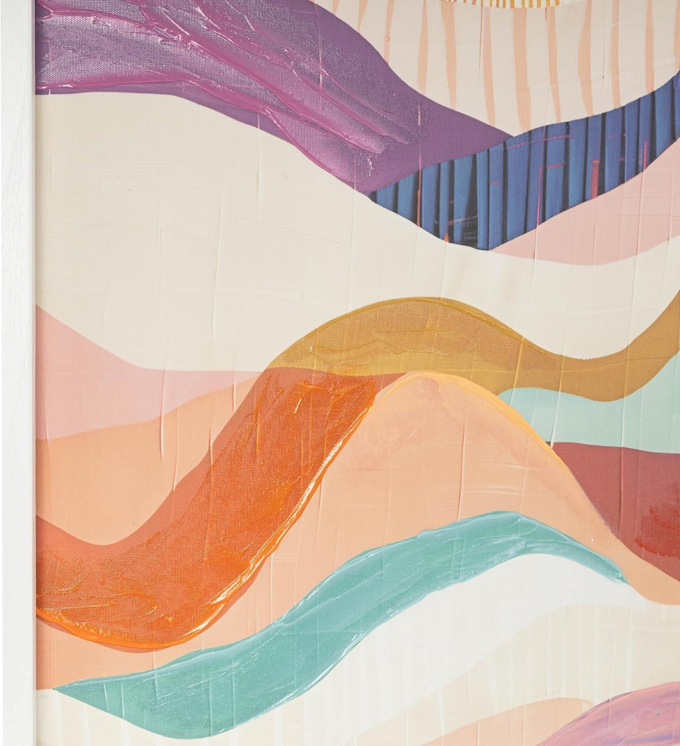 image:imageDeco 79 Canvas Abstract Decorative Framed Wall Art Wavy Canvas Wall Art with White Frame Art 20 x 1 x 24 Multi Colored