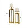 image:imageCosmoLiving by Cosmopolitan Aluminum Geometric Pillar Candle Holder Set of 2 14 10H Gold