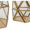 image:imageCosmoLiving by Cosmopolitan Metal Geometric Wide Diamond Patterned Hexagon Candle Lantern with Clear Glass Set of 3 8 7 6 H Gold