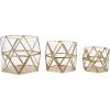 image:imageCosmoLiving by Cosmopolitan Metal Geometric Wide Diamond Patterned Hexagon Candle Lantern with Clear Glass Set of 3 8 7 6 H Gold