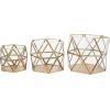 image:imageCosmoLiving by Cosmopolitan Metal Geometric Wide Diamond Patterned Hexagon Candle Lantern with Clear Glass Set of 3 8 7 6 H Gold