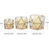 image:imageCosmoLiving by Cosmopolitan Metal Geometric Wide Diamond Patterned Hexagon Candle Lantern with Clear Glass Set of 3 8 7 6 H Gold