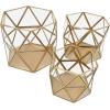 image:imageCosmoLiving by Cosmopolitan Metal Geometric Wide Diamond Patterned Hexagon Candle Lantern with Clear Glass Set of 3 8 7 6 H Gold