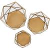 image:imageCosmoLiving by Cosmopolitan Metal Geometric Wide Diamond Patterned Hexagon Candle Lantern with Clear Glass Set of 3 8 7 6 H Gold