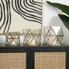 image:imageCosmoLiving by Cosmopolitan Metal Geometric Wide Diamond Patterned Hexagon Candle Lantern with Clear Glass Set of 3 8 7 6 H Gold