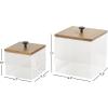 image:imageDeco 79 Acrylic Plastic Decorative Box Book Shaped Boxes with Brown Wooden Lids and Black Knobs Set of 2 Decorative Keepsake Boxes 75 H Clear