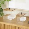 image:imageDeco 79 Acrylic Plastic Decorative Box Book Shaped Boxes with Brown Wooden Lids and Black Knobs Set of 2 Decorative Keepsake Boxes 75 H Clear