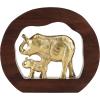 image:imageDeco 79 Aluminum Metal Elephant Decorative Sculpture Home Decor Statue with Brown Wooden Frame Accent Figurine 14 x 2 x 12 Gold