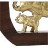 image:imageDeco 79 Aluminum Metal Elephant Decorative Sculpture Home Decor Statue with Brown Wooden Frame Accent Figurine 14 x 2 x 12 Gold