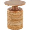 image:imageDeco 79 Banana Leaf Handmade Side End Accent Table Woven End Table with Wooden Tabletop Side Table 16 x 16 x 19 Light BrownBrown