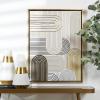image:imageDeco 79 Canvas Abstract Art Deco Linear Arched Framed Wall Art with Gold Foil Accents 24 x 2 x 32 Cream