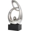 image:imageDeco 79 Ceramic Abstract Decorative Sculpture Looped Home Decor Statue with Black Block Base Accent Figurine 14 x 7 x 25 SilverSilver