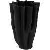image:imageDeco 79 Ceramic Abstract Decorative Vase Ribbed Dimensional Folded Centerpiece Vase with Curvy Rim Flower Vase for Home Decoration 6 x 6 x 12 WhiteBlack