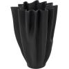 image:imageDeco 79 Ceramic Abstract Decorative Vase Ribbed Dimensional Folded Centerpiece Vase with Curvy Rim Flower Vase for Home Decoration 6 x 6 x 12 WhiteBlack