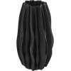 image:imageDeco 79 Ceramic Abstract Decorative Vase Ribbed Dimensional Folded Centerpiece Vase with Curvy Rim Flower Vase for Home Decoration 6 x 6 x 12 WhiteBlack