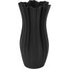 image:imageDeco 79 Ceramic Abstract Decorative Vase Ribbed Dimensional Folded Centerpiece Vase with Curvy Rim Flower Vase for Home Decoration 6 x 6 x 12 WhiteBlack
