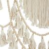 image:imageDeco 79 Cotton Fabric Macrame Handmade Home Wall Decor Intricately Weaved Wall Sculpture with Beaded Fringe Tassels Wall Art 40 x 3 x 66 White