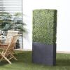 image:imageDeco 79 Faux Foliage Boxwood Hedge Topiary Tall with Realistic Leaves and Black Cement Planter Box 29 x 9 x 66 Green