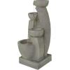 image:imageDeco 79 Fiberglass 4 Tier Fountain with LED Light 20 x 18 x 44 Gray