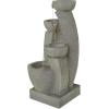 image:imageDeco 79 Fiberglass 4 Tier Fountain with LED Light 20 x 18 x 44 Gray