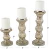 image:imageDeco 79 Glass Handmade Decorative Candle Holder Turned Style Pillar Candle Stand Set of 3 Candlestick Holder 6 9 12H Gray