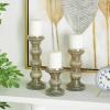 image:imageDeco 79 Glass Handmade Decorative Candle Holder Turned Style Pillar Candle Stand Set of 3 Candlestick Holder 6 9 12H Gray
