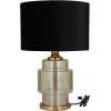 image:imageDeco 79 Glass Room Table Lamp Transparent Base Accent Lamp with Drum Shade Lamp 15 x 15 x 23 GoldBlack Shade