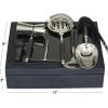 image:imageDeco 79 Leather Bar Tool Set 7 Piece with Decorative Box 9 x 11 x 3 Dark Blue