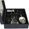 image:imageDeco 79 Leather Bar Tool Set 7 Piece with Decorative Box 9 x 11 x 3 Dark Blue