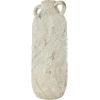 image:imageDeco 79 Magnesium Oxide Decorative Vase Distressed Centerpiece Vase with 2 Small Handles Flower Vase for Home Decoration 8 x 9 x 22 Cream