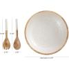 image:imageDeco 79 Mango Wood Handmade Decorative Bowl with Matching Salad Serving Utensils Set of 3 15 11 11W CreamCream