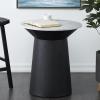 image:imageDeco 79 Marble Geometric Side End Accent Table End Table with Black Wooden Base Side Table 26 x 26 x 29 White