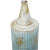 image:imageDeco 79 Metal Geometric Decorative Vase Distressed Tall Centerpiece Vases with Grid Pattern and Gold Accents Set of 2 Flower Vases for Home Decoration 25 18H Blue