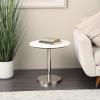 image:imageDeco 79 Metal Geometric Side End Accent Table Pedestal End Table with White Marble Tabletop Side Table 20 x 20 x 19 Silver