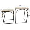 image:imageDeco 79 Metal Side End Accent Table Arched End Table with Wood Zig Zag Patterned Top and Rattan Accents Set of 2 Side Table 24 21 H Black
