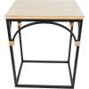 image:imageDeco 79 Metal Side End Accent Table Arched End Table with Wood Zig Zag Patterned Top and Rattan Accents Set of 2 Side Table 24 21 H Black