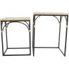 image:imageDeco 79 Metal Side End Accent Table Arched End Table with Wood Zig Zag Patterned Top and Rattan Accents Set of 2 Side Table 24 21 H Black