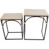 image:imageDeco 79 Metal Side End Accent Table Arched End Table with Wood Zig Zag Patterned Top and Rattan Accents Set of 2 Side Table 24 21 H Black