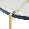 image:imageDeco 79 Metal Side End Accent Table XShaped End Table with Textured Glass Tabletop Side Table 16 x 16 x 24 Gold
