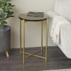 image:imageDeco 79 Metal Side End Accent Table XShaped End Table with Textured Glass Tabletop Side Table 16 x 16 x 24 Gold